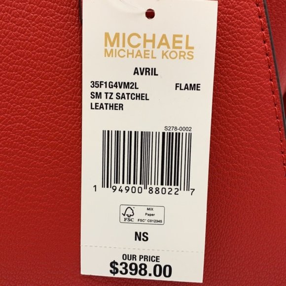 Michael Kors Avril Small Leather Top-Zip Satchel Flame color - Picture 2 of 16